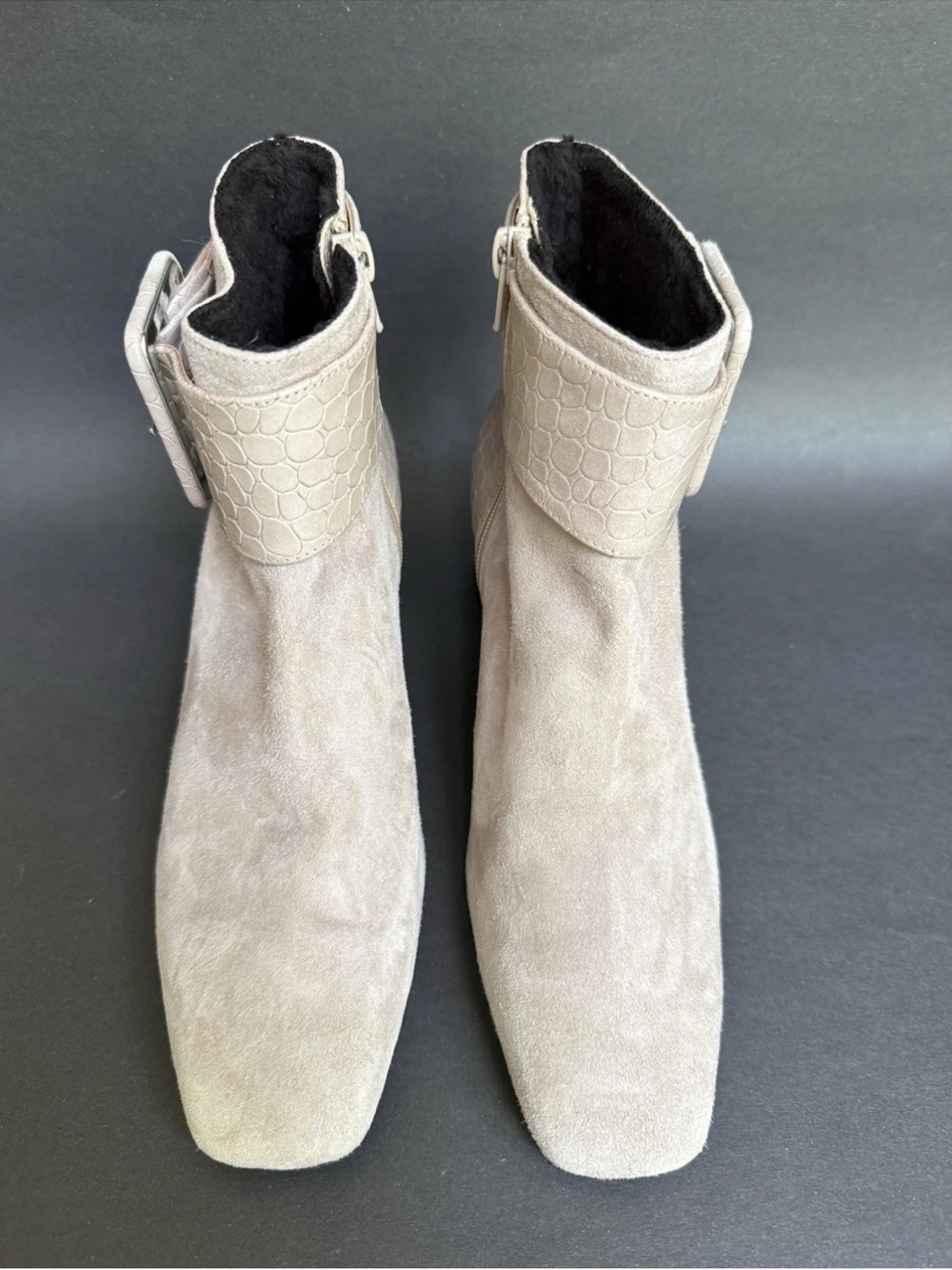 Ron White Linzi Waterproof Cashmere Suede Booties Croc-Texture Buckle Strap 6.5 - Picture 5 of 8